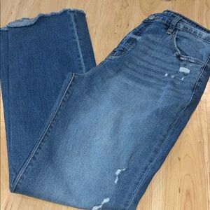 KanCan Women's Blue Distressed Relaxed Jeans